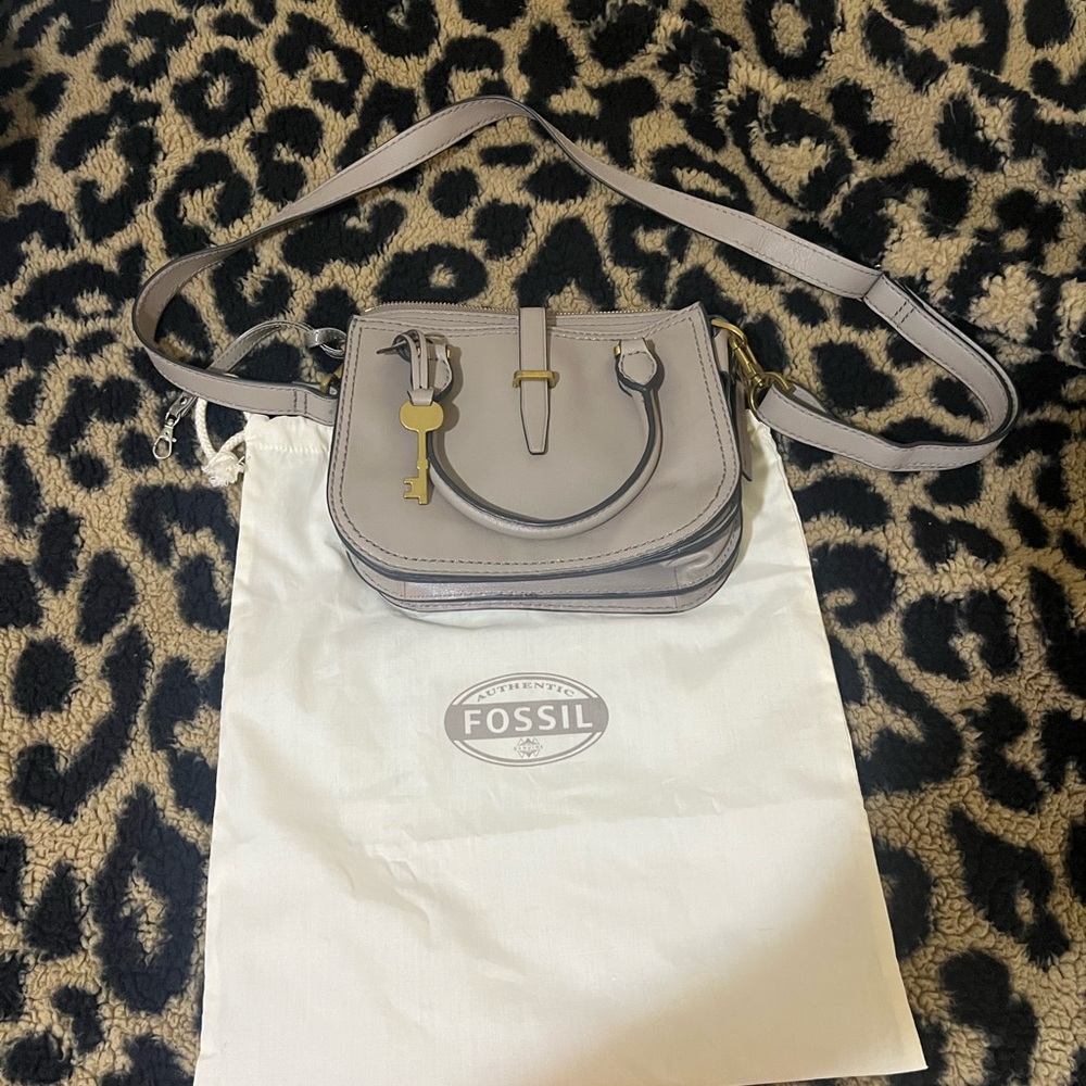 Fossil Women's Gray Crossbody Bag with Dust bag